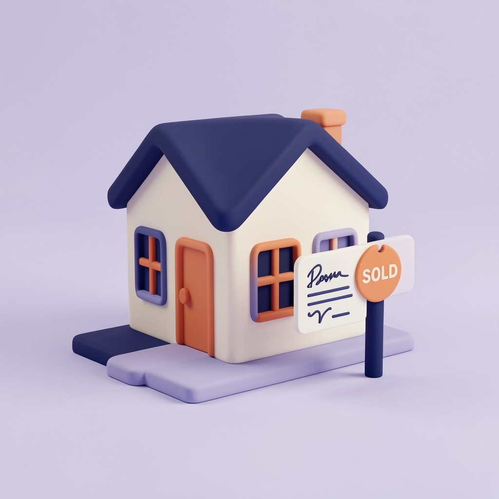 A small house with a large key and a signed contract