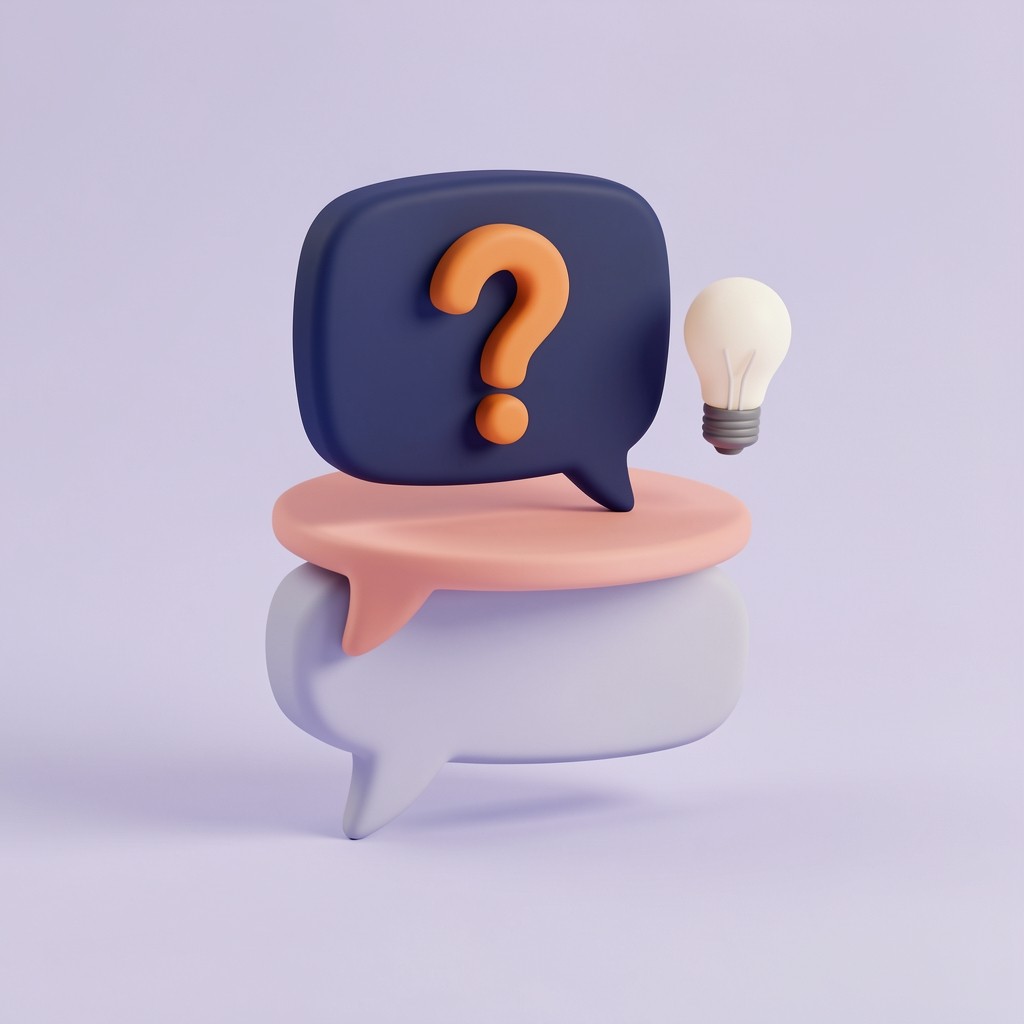 Stacked speech bubbles with a question mark and a lightbulb