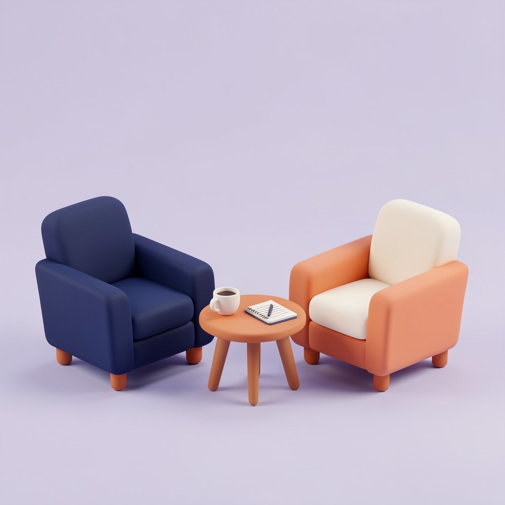 Two armchairs facing each other across a small table